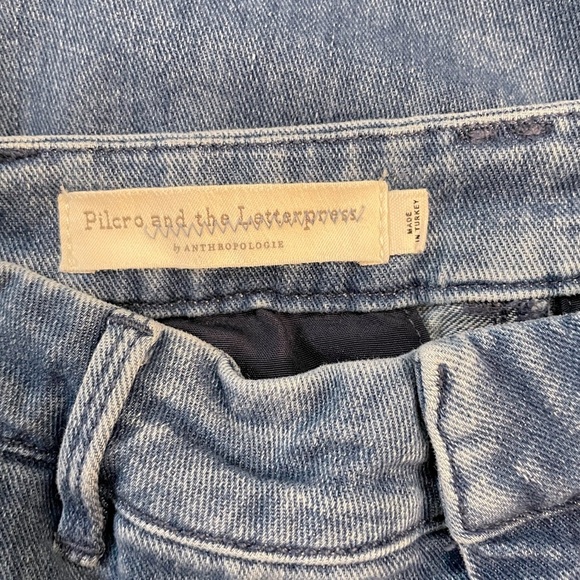 Pilcro and the Letterpress Mid Rise Slim Fit Crop Blue Jean Trouser Style Sz 27 - Picture 7 of 11